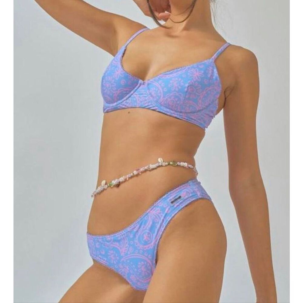 Blackbough Swim Emerson Fry Ruffle Trim Bikini | Pink and Blue in L/XXL